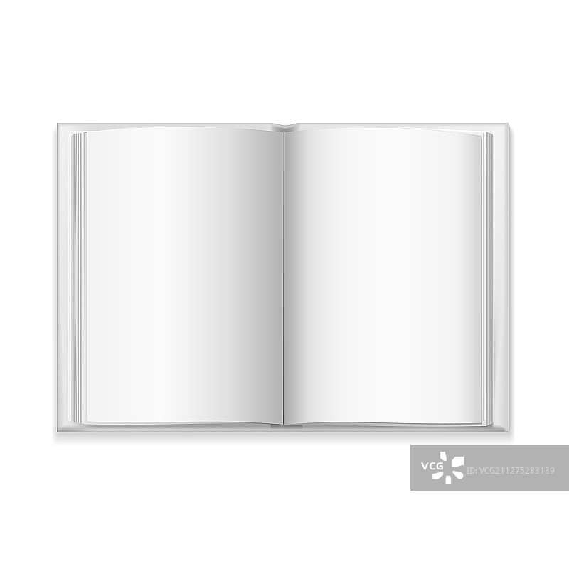 逼真细致的3D白色空白展开的书图片素材