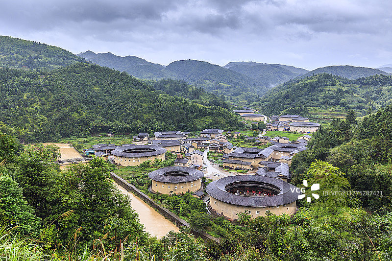 河坑土楼群风光图片素材