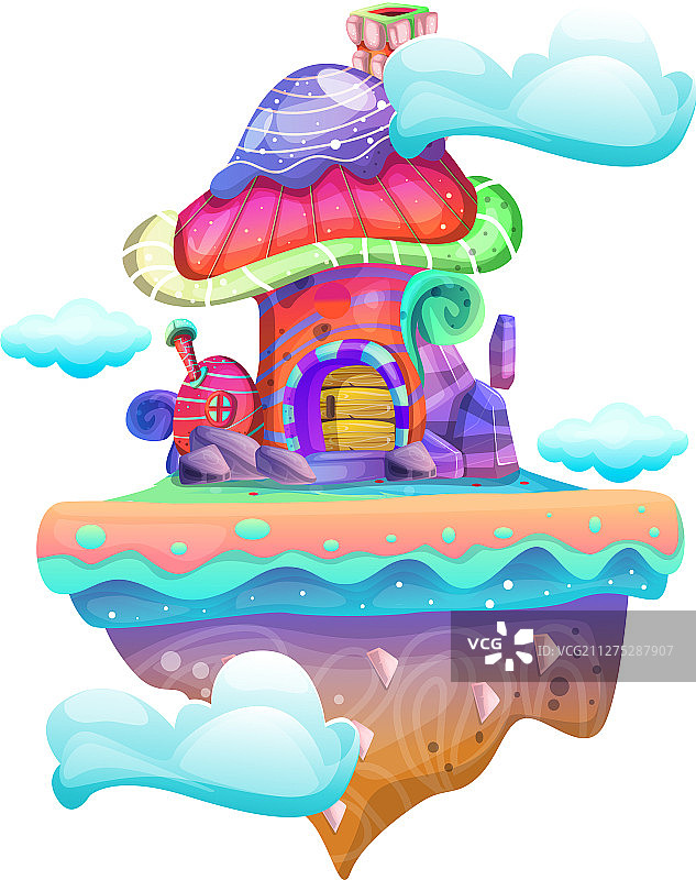 白色背景上的蘑菇房子图片素材