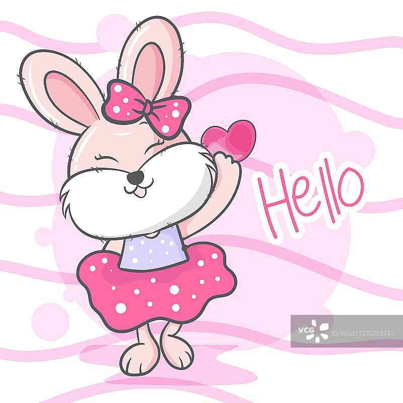 可爱兔子女孩卡通手绘图片素材
