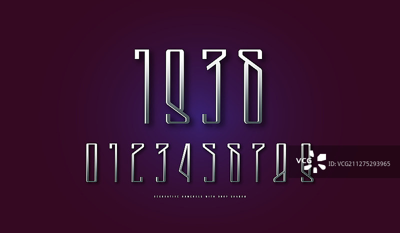 银色窄体非衬线数字图片素材