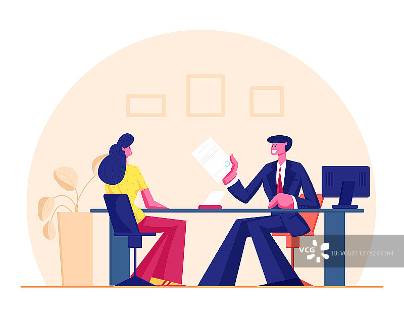 年轻女人在银行办公室办理贷款图片素材