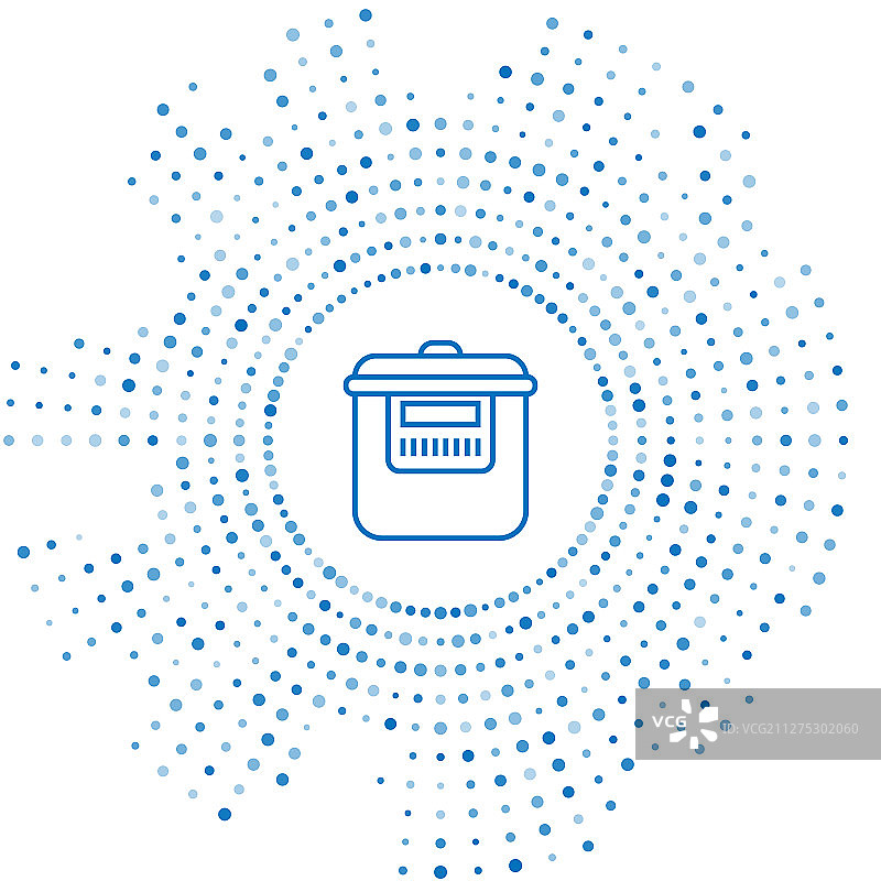 白色背景上的蓝色线条慢炖锅图标图片素材