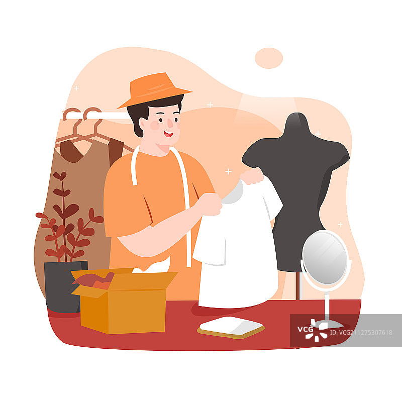 五一劳动节职业行业工作服装设计加工课程教学矢量插画图片素材