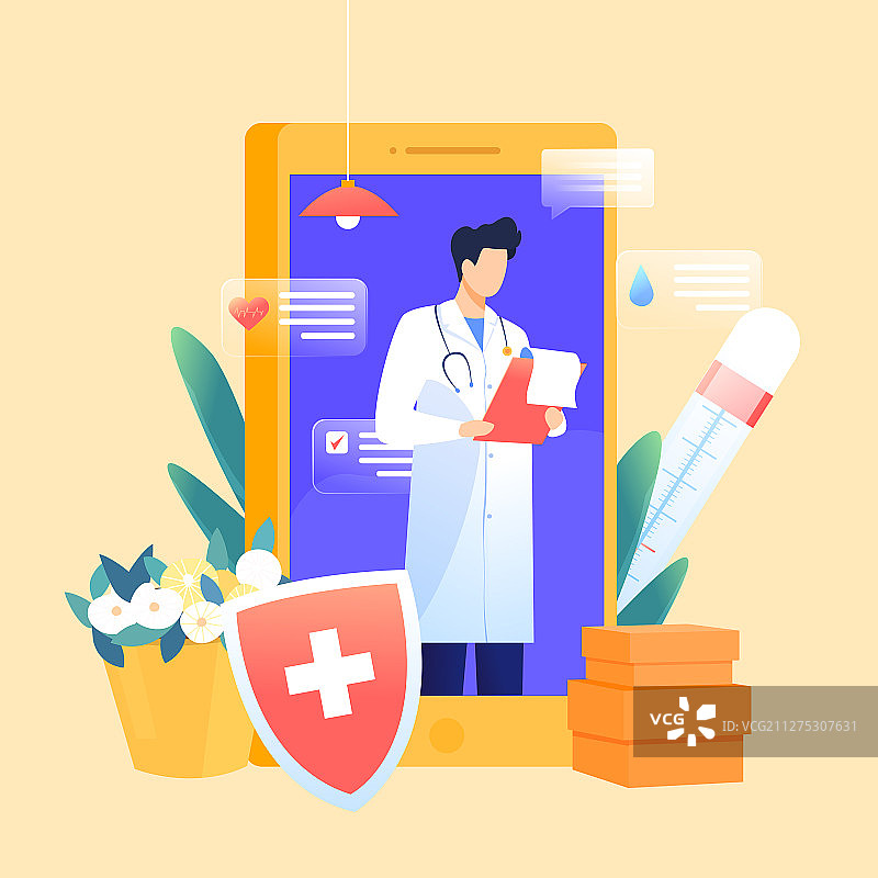 在线问诊门诊看病医生医疗护士劳动节护士节工作职业矢量插画图片素材