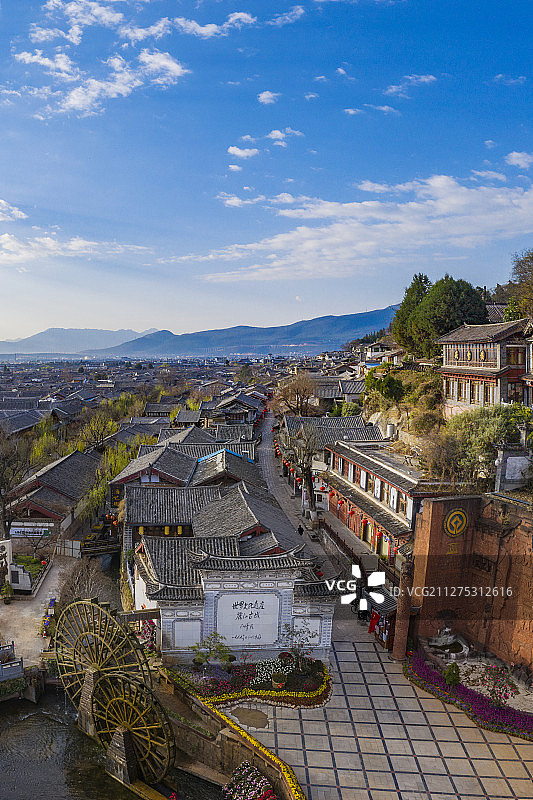 航拍丽江古城图片素材