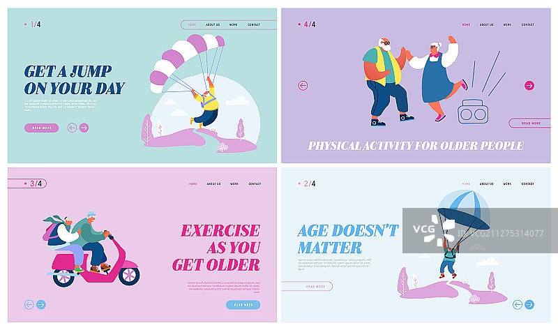 老年人积极生活方式网站着陆页图片素材
