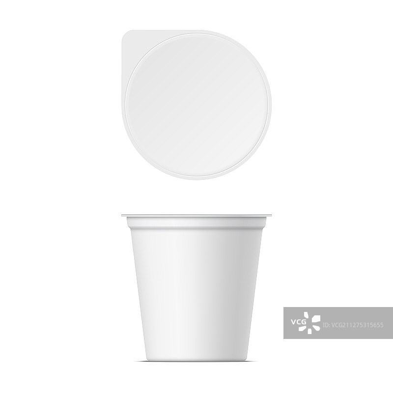 带盖塑料酸奶杯样机图片素材