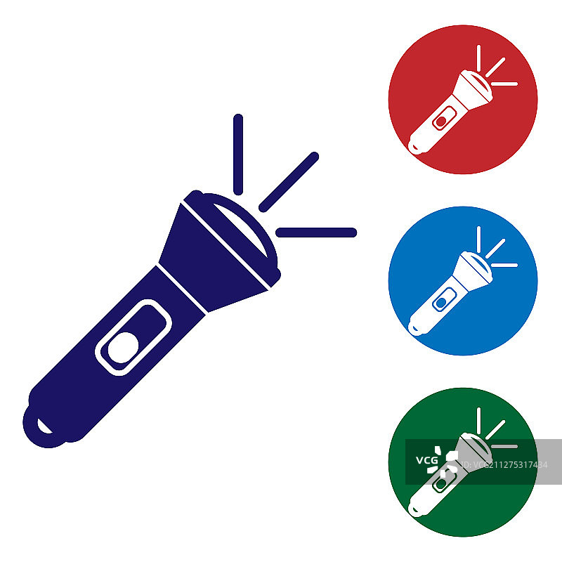 白色背景上的蓝色手电筒图标图片素材