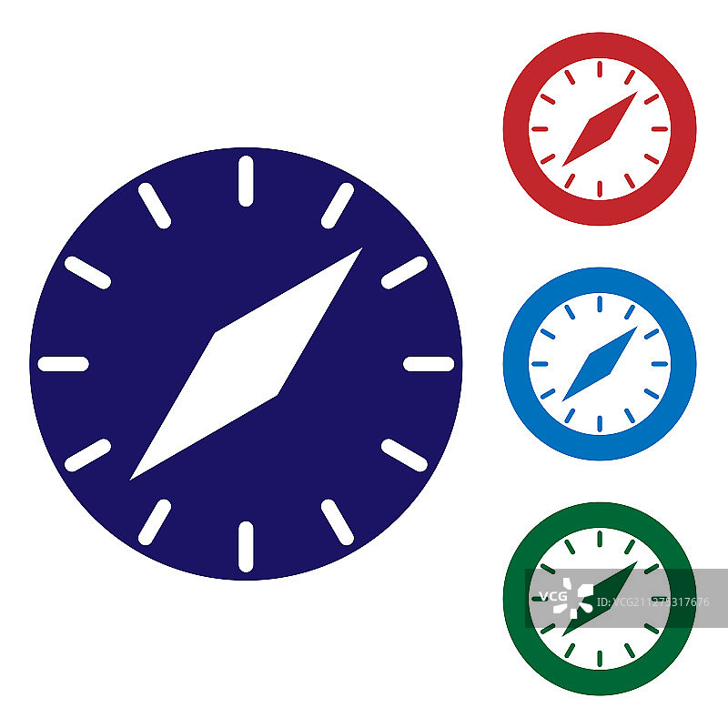 白色背景上的蓝色指南针图标图片素材