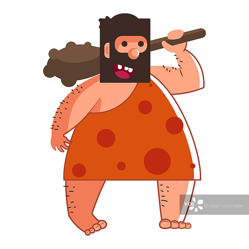 手持木棍的原始人或穴居人图片素材