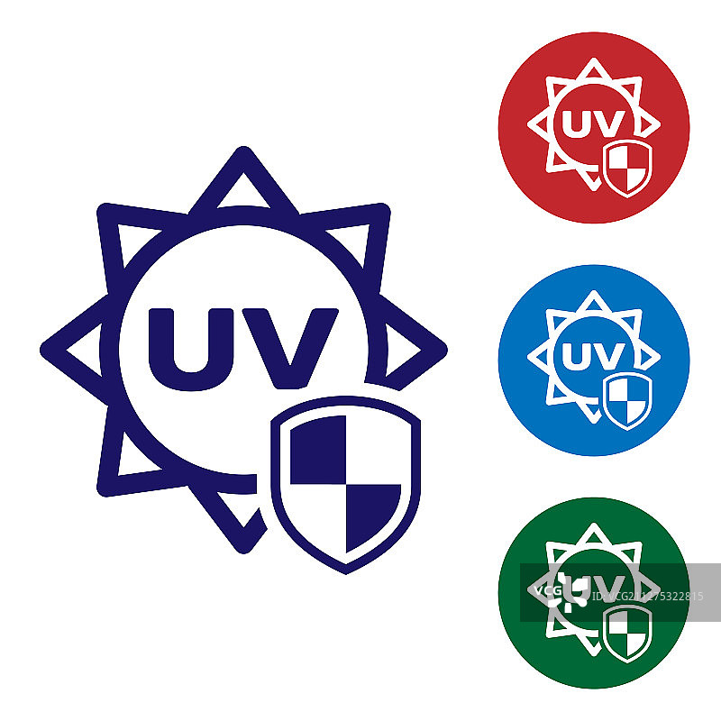 白色背景上的蓝色防紫外线图标图片素材