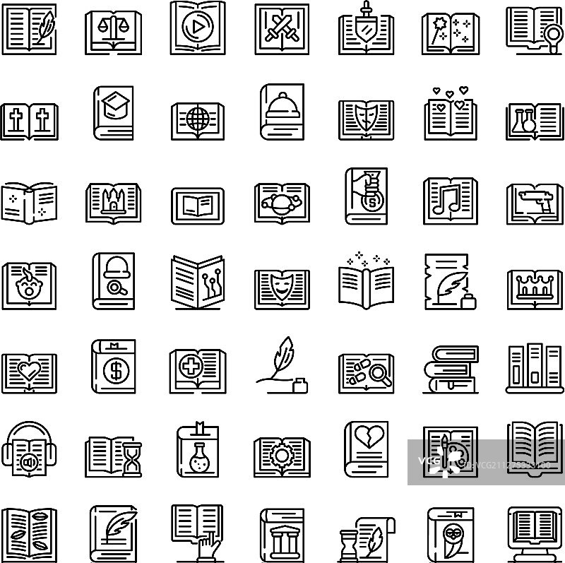 文学类型图标集轮廓样式图片素材