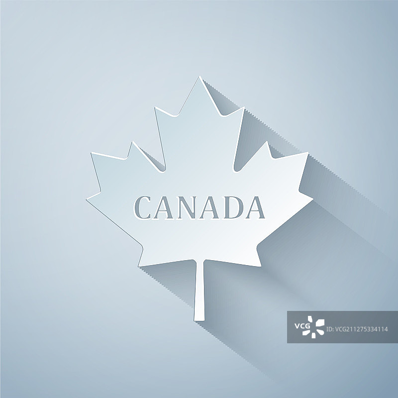 带有城市名称的剪纸风格加拿大枫叶图片素材