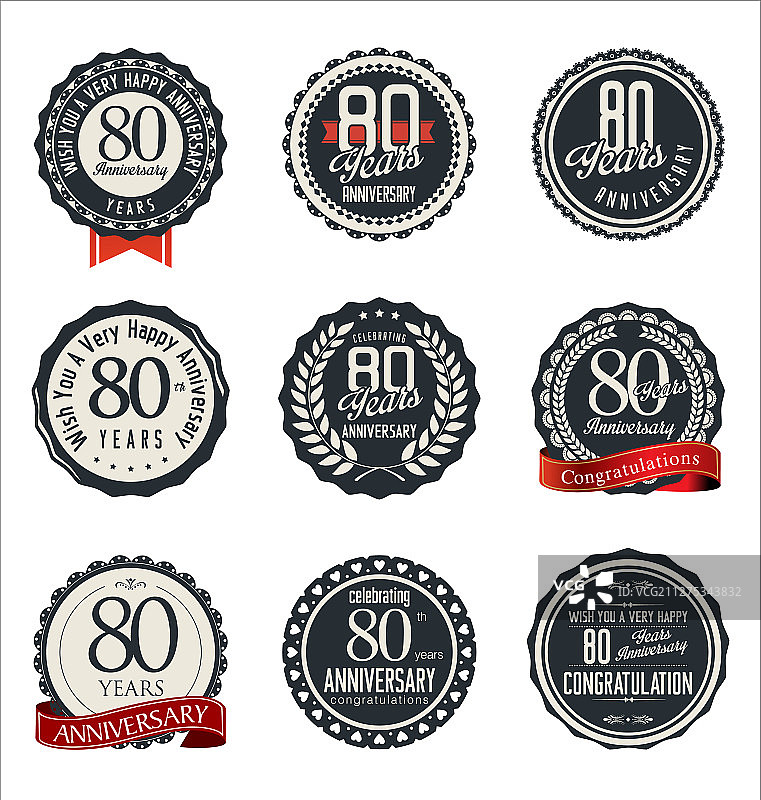 80周年复古徽章合集图片素材