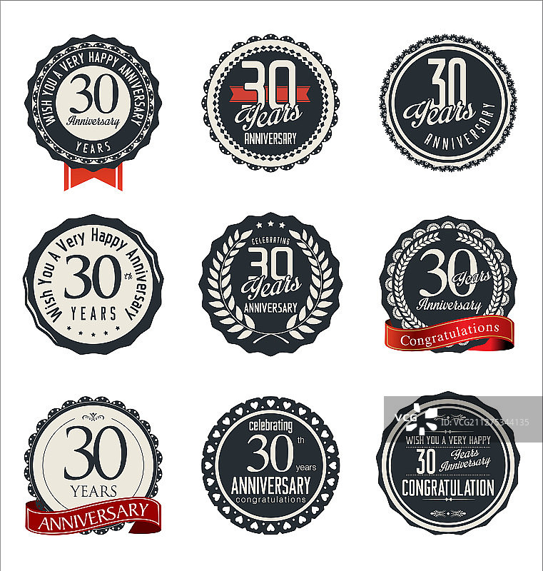 30周年复古徽章合集图片素材