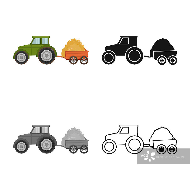 孤立物体拖拉机和拖车标志图片素材