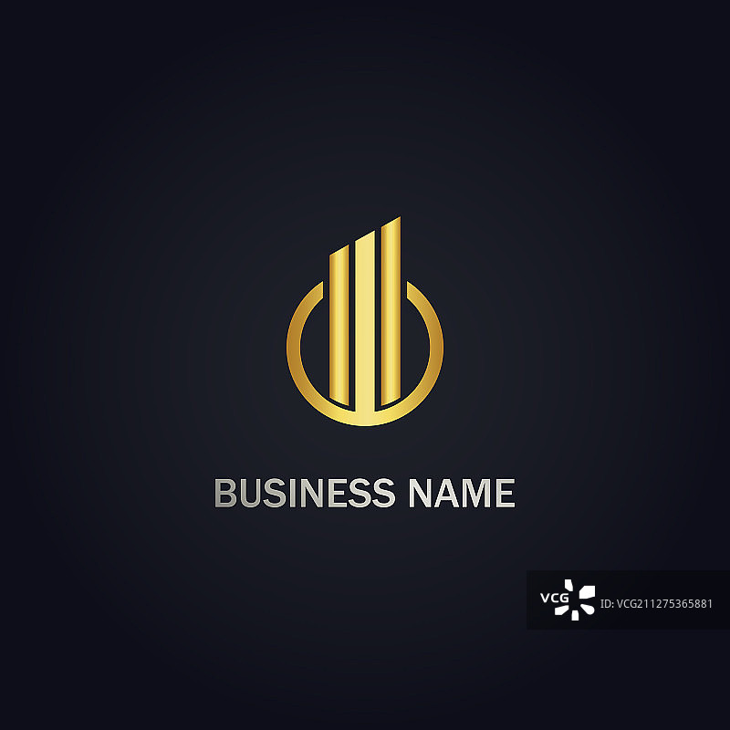 圆形商业折线图金色Logo图片素材
