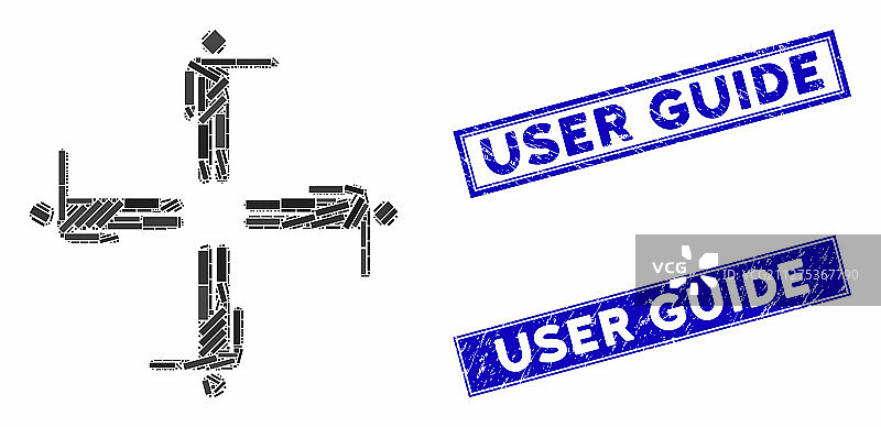 指示人物马赛克和矩形图章图片素材