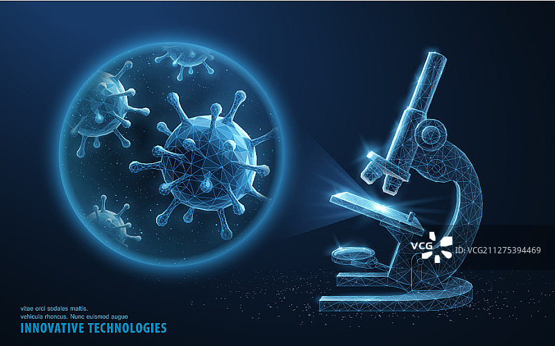 显微镜变焦镜头下的病毒抽象3D微生物图片素材