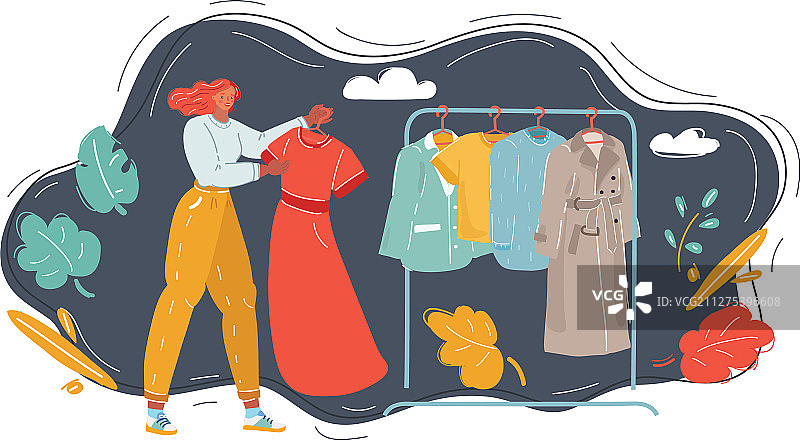 女人选择服装图片素材