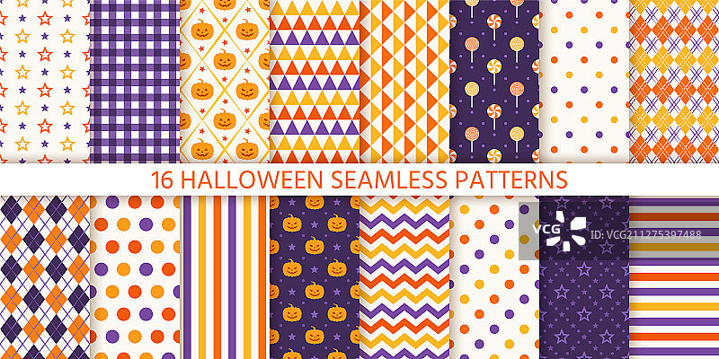 万圣节几何包装无缝图案图片素材