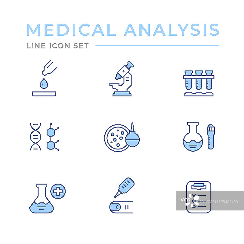医疗分析彩色线性图标合集图片素材