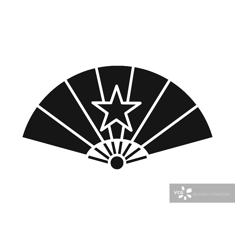 孤立的扇子和东方标志套装图片素材