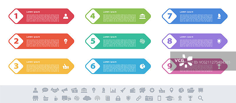信息图设计的商业概念有9个步骤图片素材