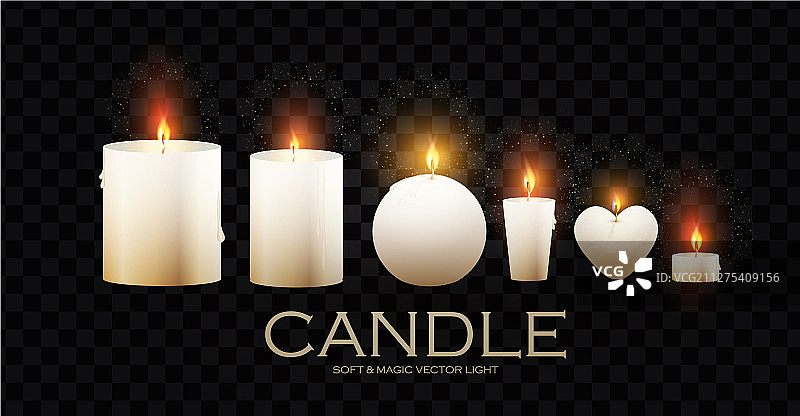 逼真3D燃烧的石蜡蜡烛图片素材