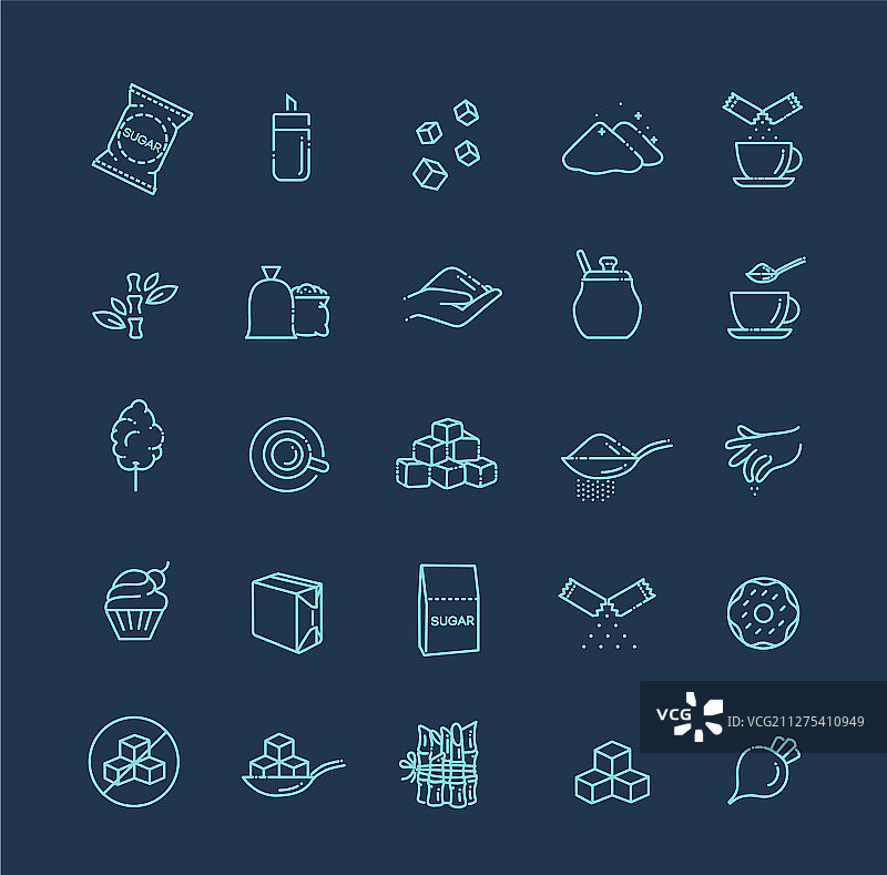 细线风格砂糖图标集图片素材