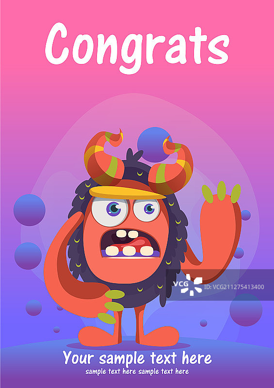 可爱的怪物祝贺卡图片素材