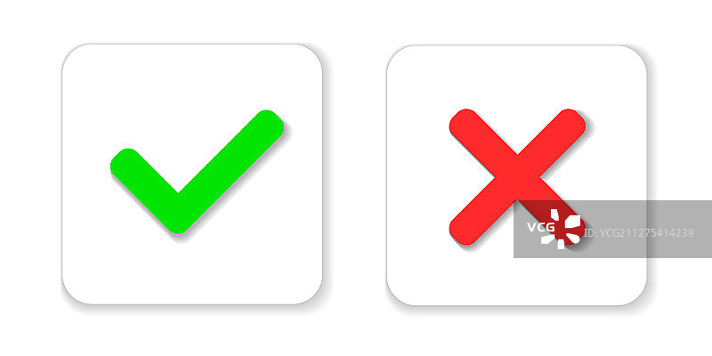 是或否图标绿色对勾和红色叉号图片素材