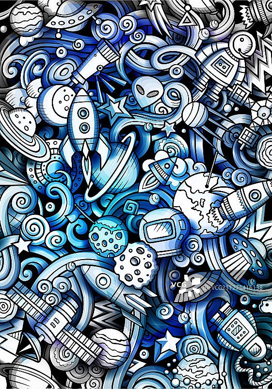 手绘太空涂鸦banner卡通详情图片素材