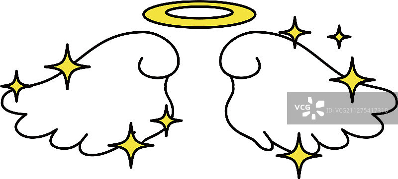 带光环和闪粉的可爱天使翅膀图片素材