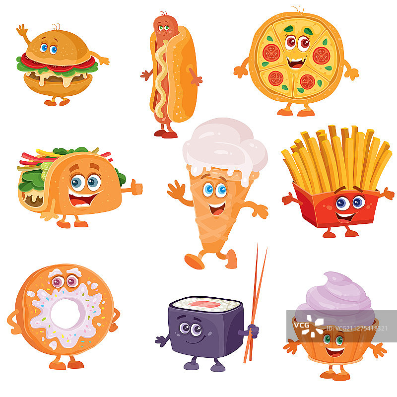 快餐食品趣味角色图片素材