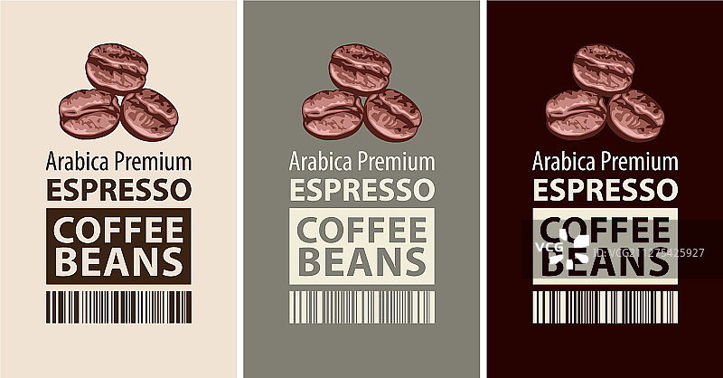 咖啡豆标签套装图片素材