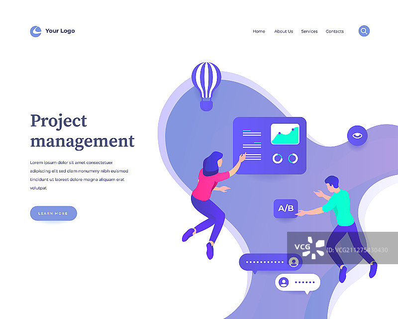 项目管理概念工作流程图片素材