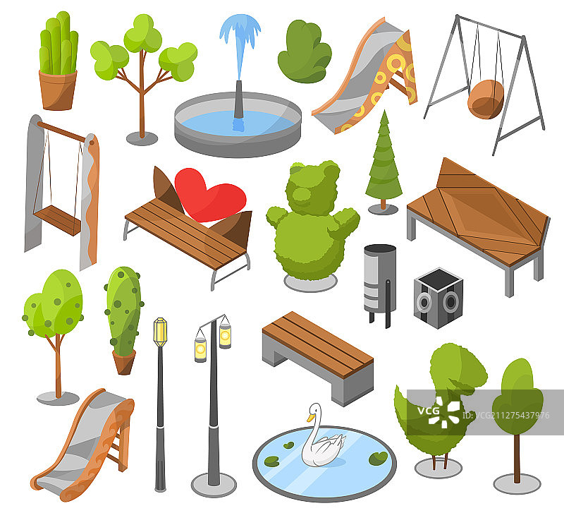 城市公园建筑组合图片素材