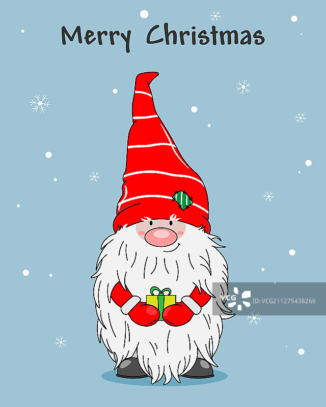 圣诞贺卡可爱的小矮人与礼物图片素材