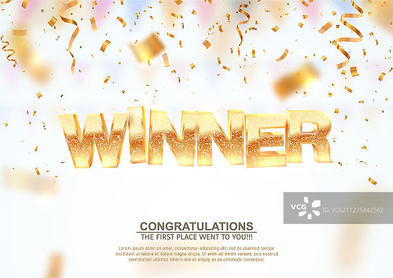 金色获胜庆祝飘落彩纸图片素材