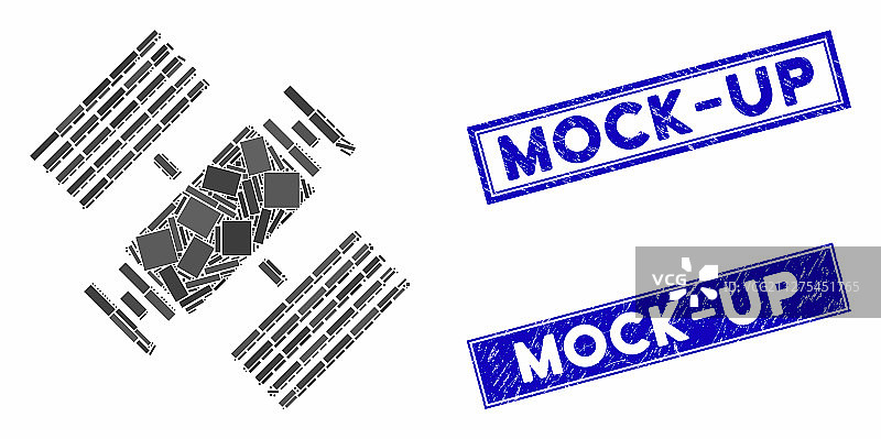 太空站马赛克印章图片素材
