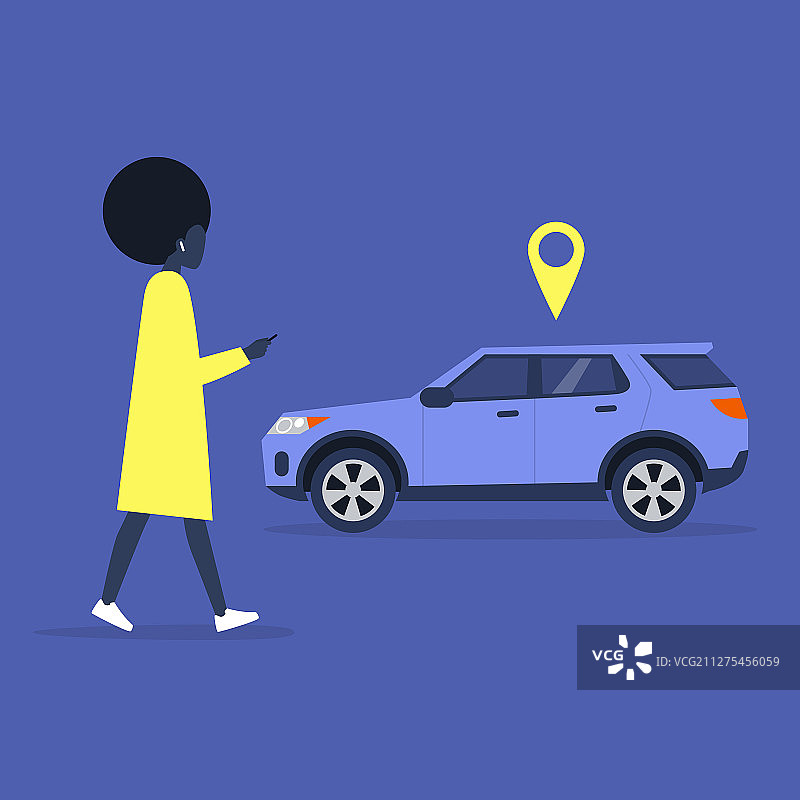 使用共享汽车的年轻非洲女性图片素材