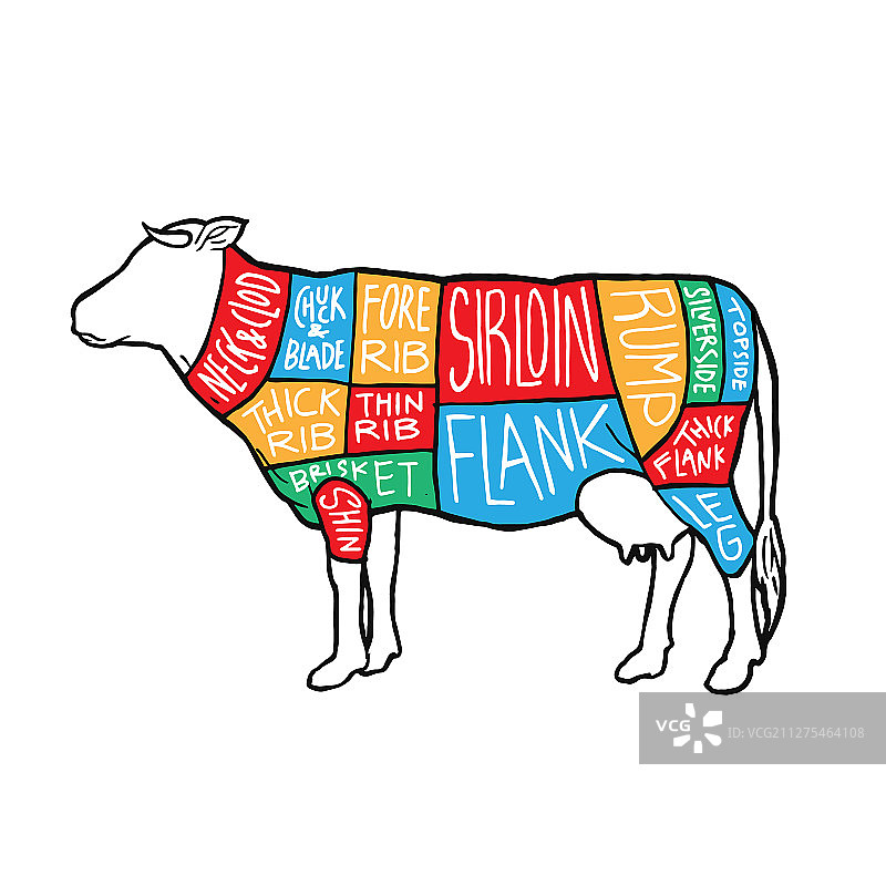 UK彩色肉类分割图牛肉海报设计图片素材