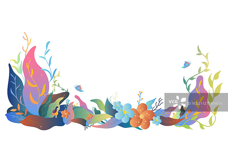 春天的花卉渐变矢量插画图片素材