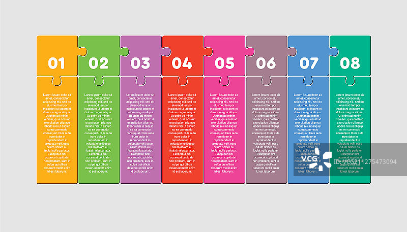 八个选项拼图方块图信息图图片素材