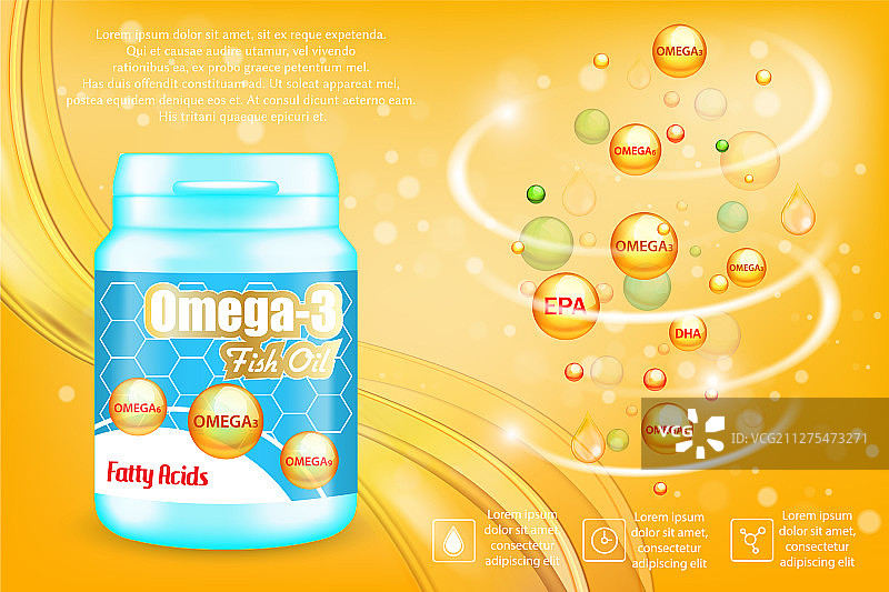 Omega-3脂肪酸广告海报图片素材