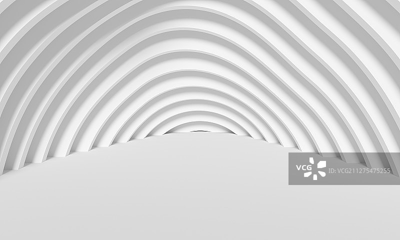 抽象带有层次感的通道状白色建筑空间图片素材