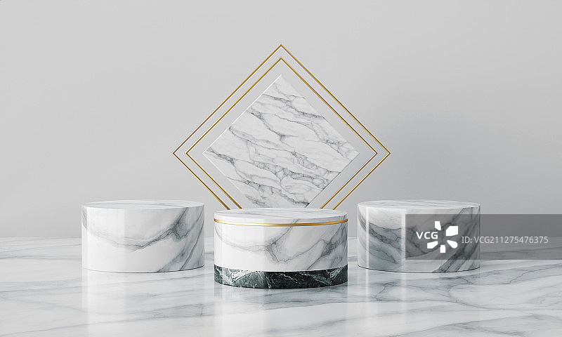 黄金样条背景的大理石展示台图片素材