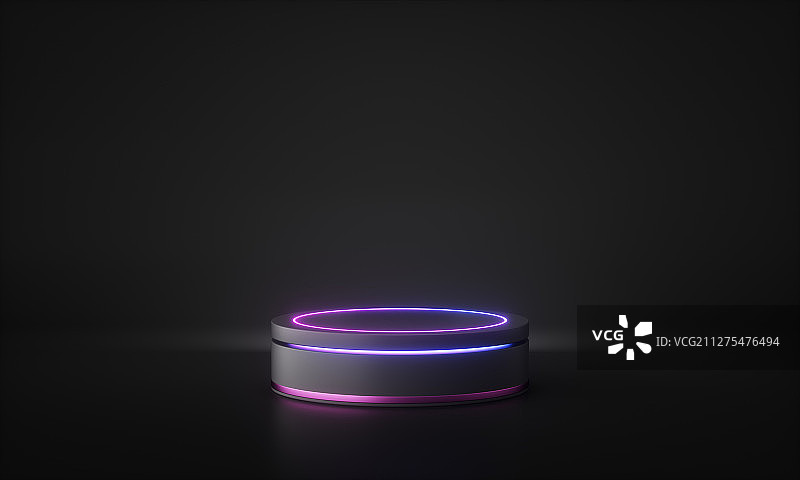 霓虹灯下带有科技感的产品展示台图片素材